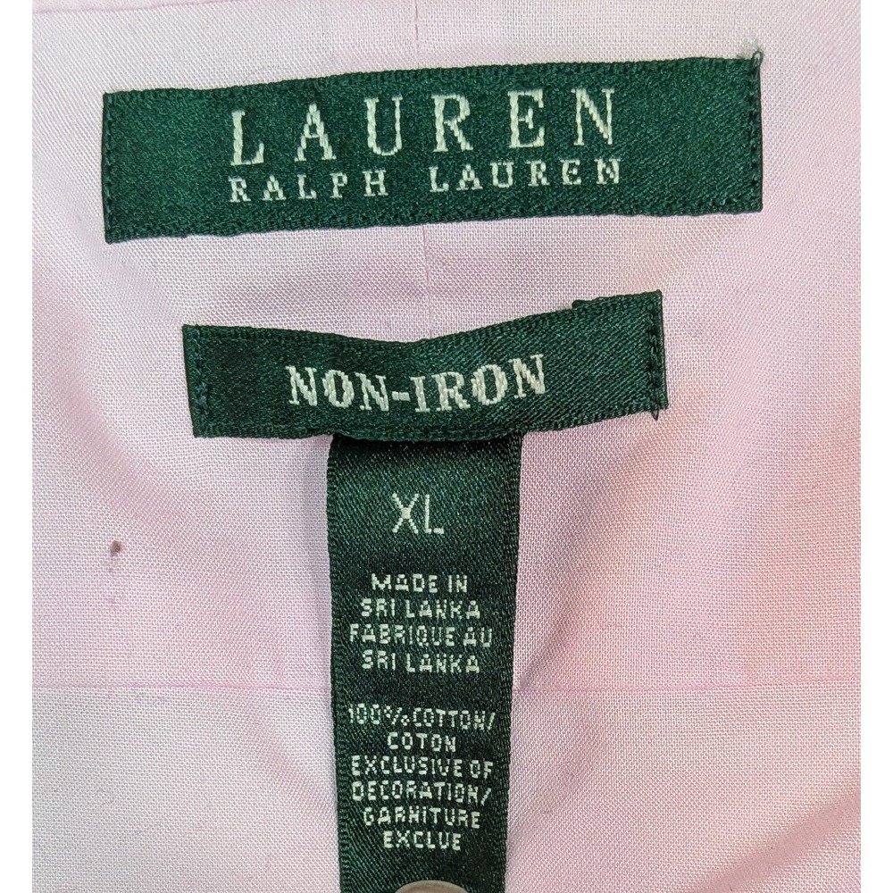 Lauren Ralph Lauren Button Down Women XL Pink Excellent Non-Iron Cotton Shirt - Picture 3 of 4